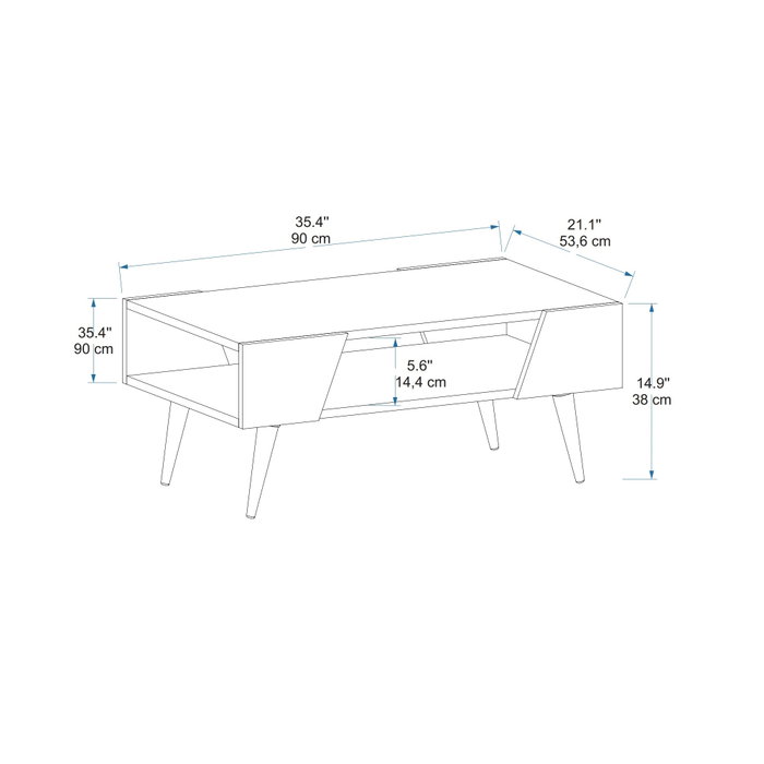 Hanah Home Aren Mesa de Centro Beige y Nogal Claro